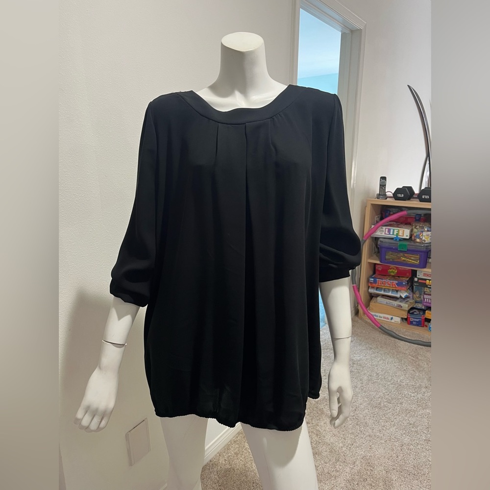 São Paulo black blouse with back collar tie